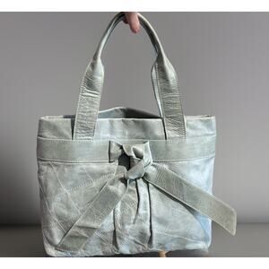 Roberta Gandolfi Women's MINT Green Leather Big Ribbon Tote Carryall Handbag